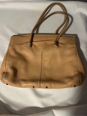 Tod's Mocassino Camel Tan Leather Shoulder Tote